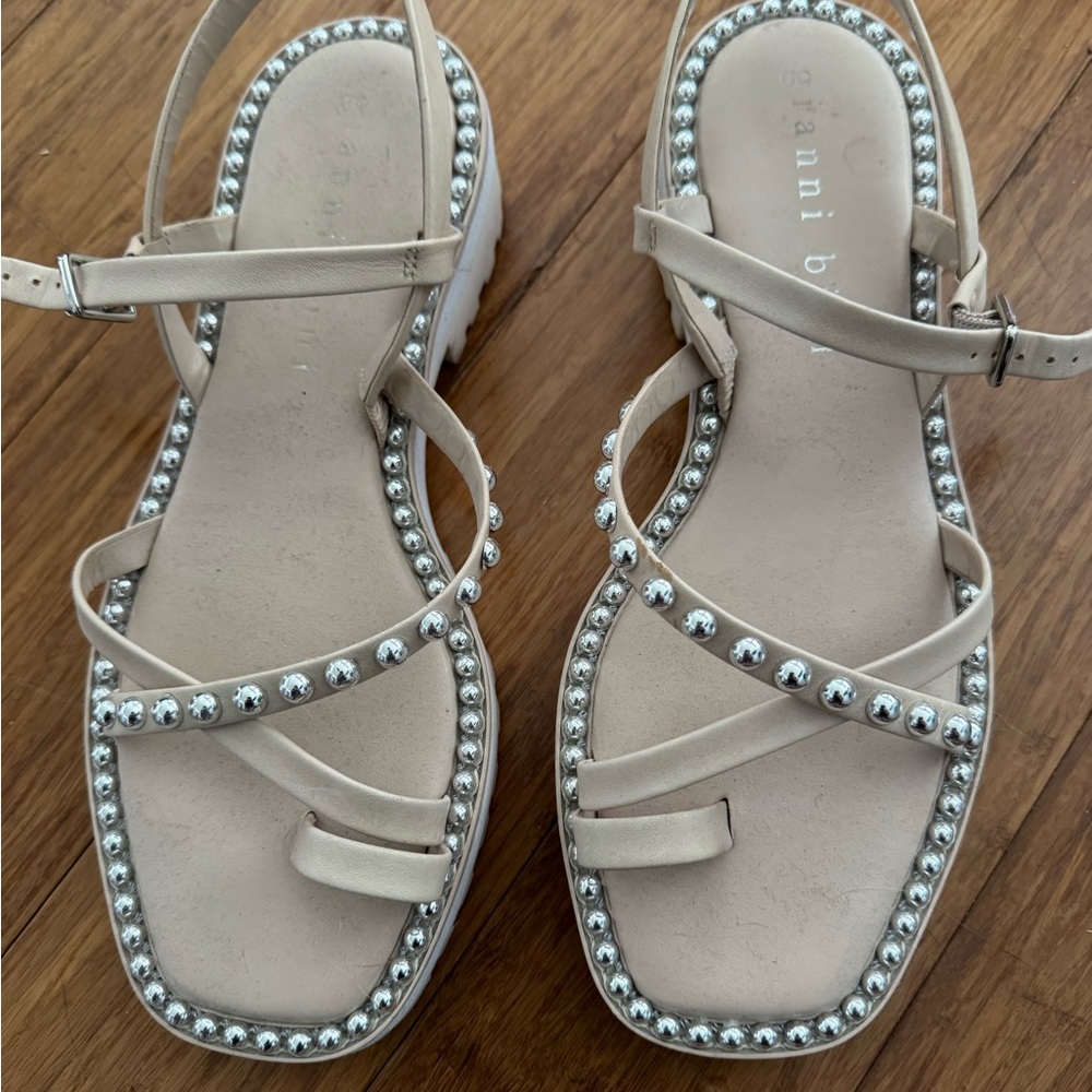 Gianni Bini Tan Sandals with Silver Studs